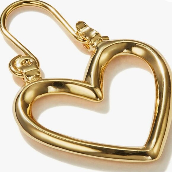 NWOT 18k gold plated heart hoop earrings - Picture 3 of 7